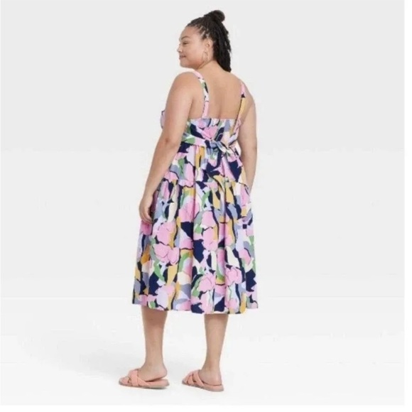 Women's Plus Size Sleeveless Tie-Back Tiered Dress - Ava & Viv Floral nwot - Picture 2 of 4